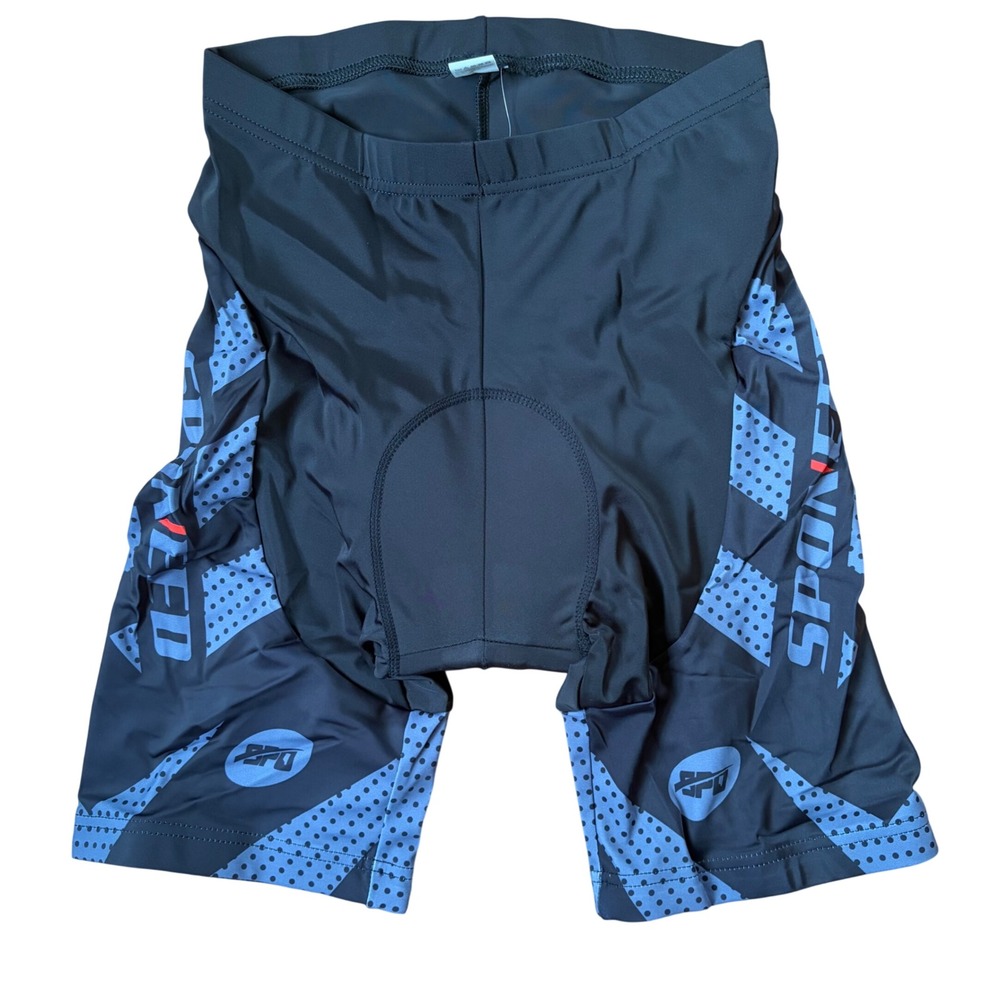 NWT Sponeed Men's Padded Cycling Shorts Black Gray Geometric Dot Bike Large
